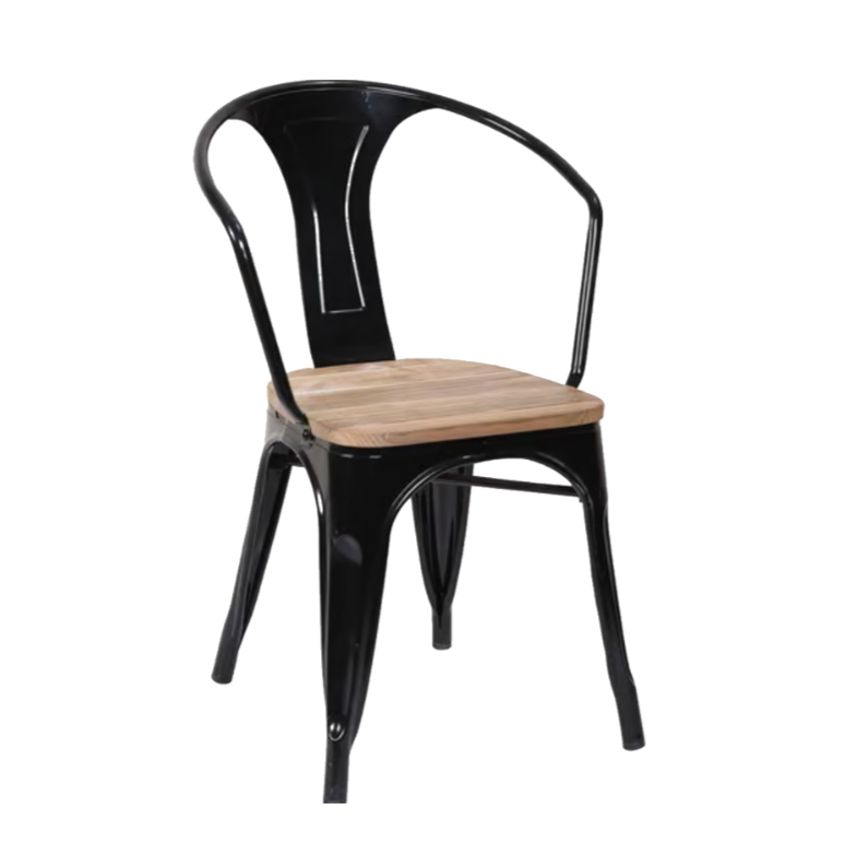 Tolix Armchair with Elm seat
