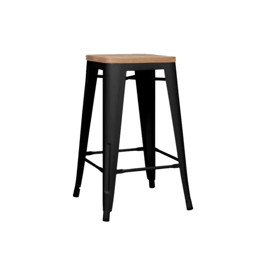 Tolix Barstool with Elm Seat